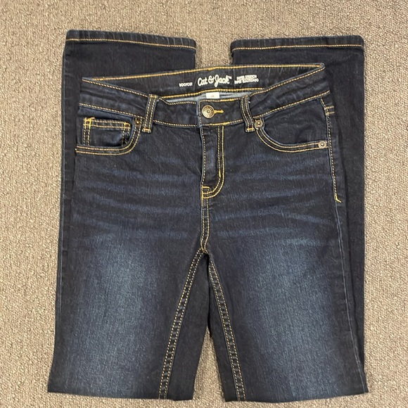Cat & Jack Girls' Mid-Rise Bootcut Super Stretch Jeans Dark Wash - size 10 - Picture 6 of 11